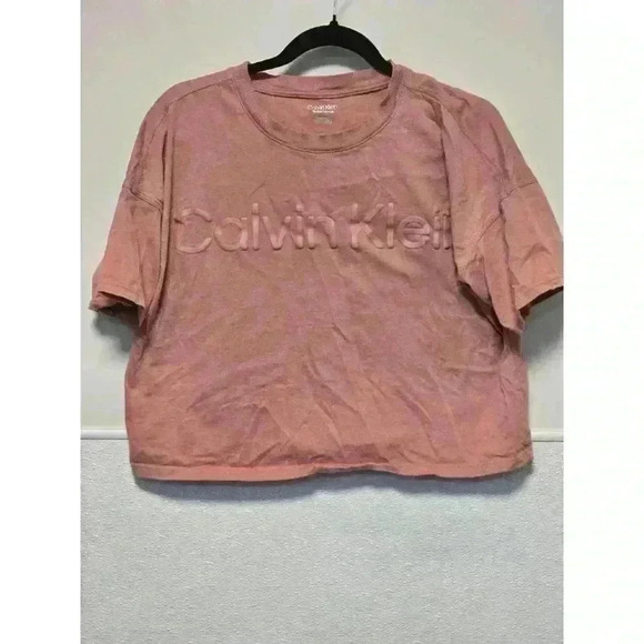 Women's Calvin Klein Pink T-Shirt Crop Top‎ Size M - Picture 1 of 4